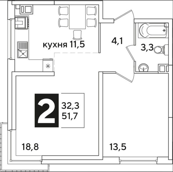 
   Продам 2-комнатную, 50 м², Ивана Беличенко ул, 92 к3

. Фото 11.