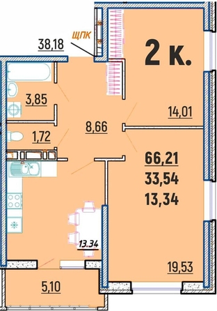 
   Продам 2-комнатную, 66.21 м², Агой клубный дом

. Фото 1.