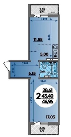 
   Продам 1-комнатную, 46.82 м², Генерала Трошева Г.Н. ул, 21

. Фото 1.