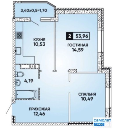 
   Продам 2-комнатную, 54 м², Героя Георгия Бочарникова ул, 4

. Фото 1.
