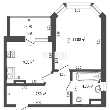 
   Продам 1-комнатную, 33.7 м², Красных Партизан ул, 1/4 к16

. Фото 10.