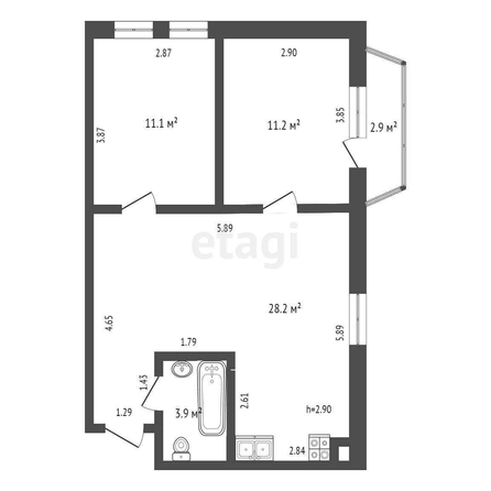 
   Продам 2-комнатную, 54.4 м², Тургенева ул, 3а/12

. Фото 12.