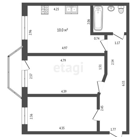 
   Продам 2-комнатную, 49.6 м², Тургенева ул, 3а/16

. Фото 36.