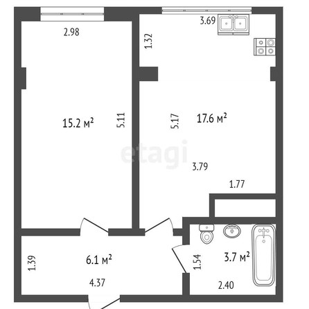 
   Продам 1-комнатную, 42.6 м², Тургенева ул, 1д/1

. Фото 8.