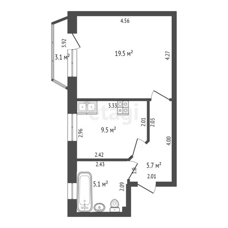 
   Продам 1-комнатную, 39.8 м², Тургенева ул, 3а/19

. Фото 8.