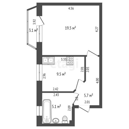 
   Продам 1-комнатную, 39.8 м², Тургенева ул, 3а/19

. Фото 10.