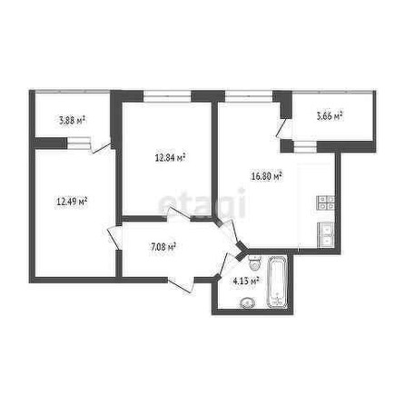 
   Продам 2-комнатную, 53 м², Беговая ул, 56/2

. Фото 16.