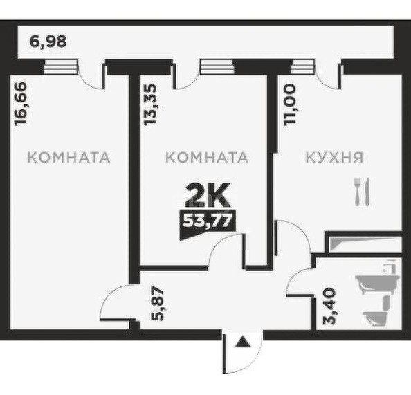 
   Продам 2-комнатную, 53.8 м², Заполярная ул, 37/3

. Фото 1.