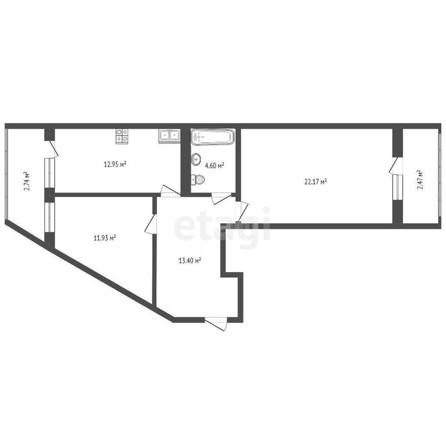 
   Продам 2-комнатную, 67.6 м², Кожевенная ул, 22

. Фото 1.