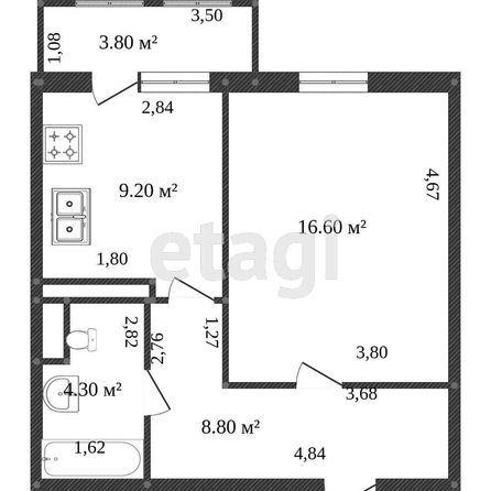 
   Продам 1-комнатную, 34.7 м², Питерская ул, 40  4

. Фото 9.