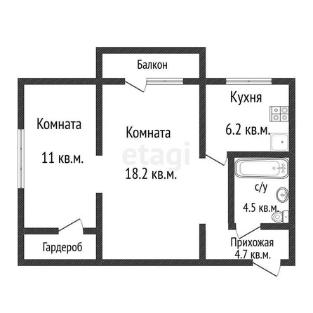 
   Продам 2-комнатную, 44.6 м², Ставропольская ул, 109

. Фото 14.