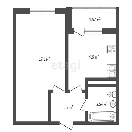 
   Продам 1-комнатную, 33.3 м², Заполярная ул, 39/4

. Фото 11.