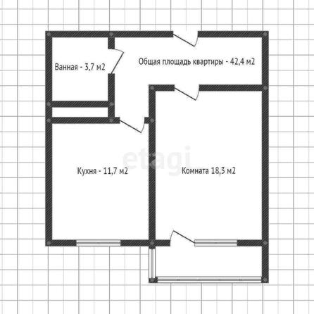 
   Продам 1-комнатную, 42.4 м², Валерия Гассия ул, 4/7к3

. Фото 1.