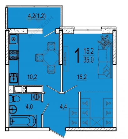 
   Продам 1-комнатную, 36.4 м², Конгрессная ул, 41

. Фото 21.