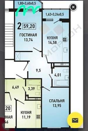 
   Продам 2-комнатную, 60 м², Героя Яцкова И.В. ул, 17

. Фото 23.