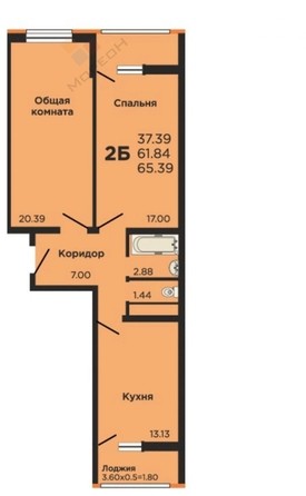 
   Продам 2-комнатную, 61.8 м², Заполярная ул, 39к6

. Фото 23.