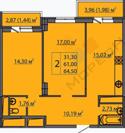 
   Продам 2-комнатную, 61 м², Евгении Жигуленко ул, 3

. Фото 13.