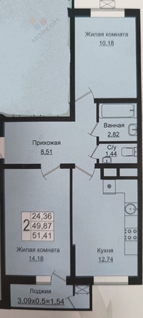 
   Продам 2-комнатную, 51.4 м², Западный Обход ул, 39/1к3

. Фото 9.