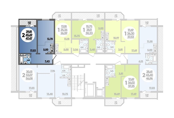 
   Продам 2-комнатную, 47.47 м², Восточный, литера 12

. Фото 1.