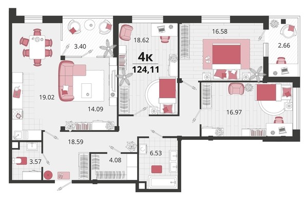 
   Продам 4-комнатную, 124.11 м², Родные просторы, литера 23

. Фото 4.