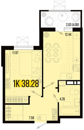 
   Продам 1-комнатную, 38.28 м², Цветной бульвар, литер 2

. Фото 4.