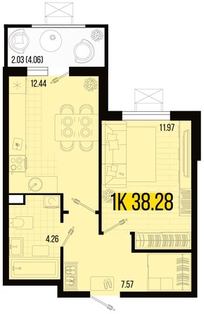 
   Продам 1-комнатную, 38.28 м², Цветной бульвар, литер 3

. Фото 4.