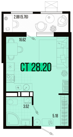 
   Продам 1-комнатную, 28.2 м², Цветной бульвар, литер 1

. Фото 8.