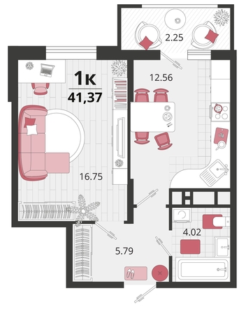 
   Продам 1-комнатную, 41.37 м², Родные просторы, литера 22

. Фото 4.