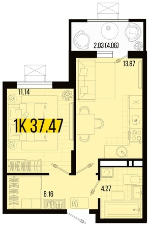 
   Продам 1-комнатную, 37.47 м², Цветной бульвар, литер 3

. Фото 4.