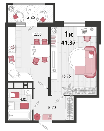 
   Продам 1-комнатную, 41.37 м², Родные просторы, литера 20

. Фото 4.