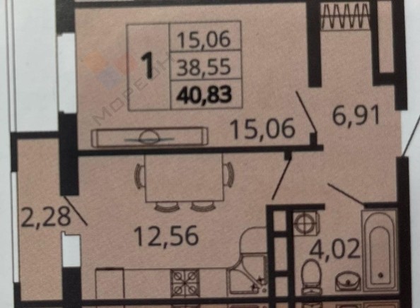 
   Продам 1-комнатную, 40.8 м², Природная ул, 10Б к4

. Фото 6.