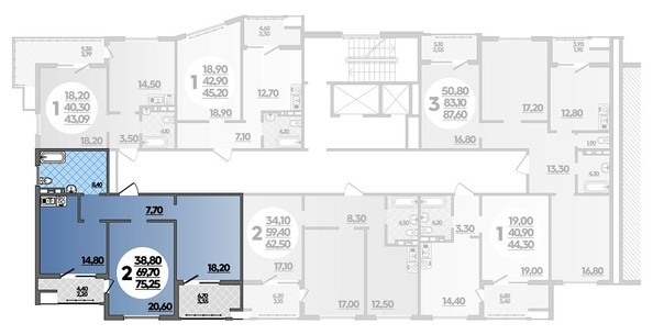 
   Продам 2-комнатную, 75.25 м², Адмирала Пустошкина ул, 22 лит2

. Фото 1.