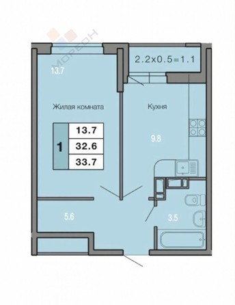 
   Продам 1-комнатную, 32.9 м², Комарова В.М. ул, 21Б

. Фото 8.