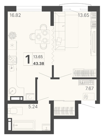 
   Продам 1-комнатную, 43.38 м², Краснодонская ул, 46

. Фото 2.