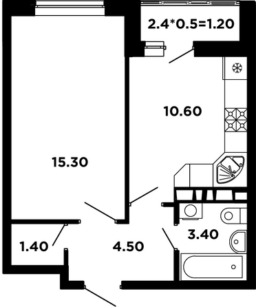 
   Продам 1-комнатную, 37.2 м², Мурата Ахеджака ул, 12 к4

. Фото 1.