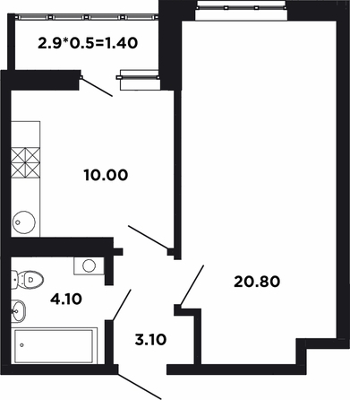 
   Продам 1-комнатную, 39.7 м², Мурата Ахеджака ул, 12 к3

. Фото 1.