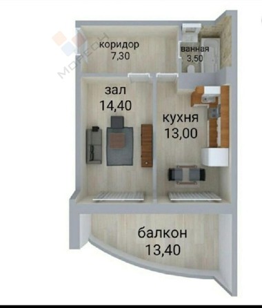 
   Продам 1-комнатную, 38.7 м², Командорская ул, 1к1

. Фото 9.