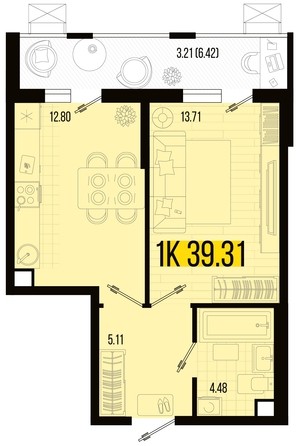 
   Продам 1-комнатную, 39.31 м², Цветной бульвар, литер 2

. Фото 4.