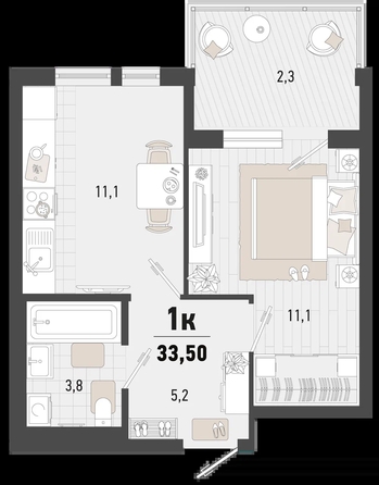 
   Продам 1-комнатную, 33.5 м², Барса, 3В литер

. Фото 1.