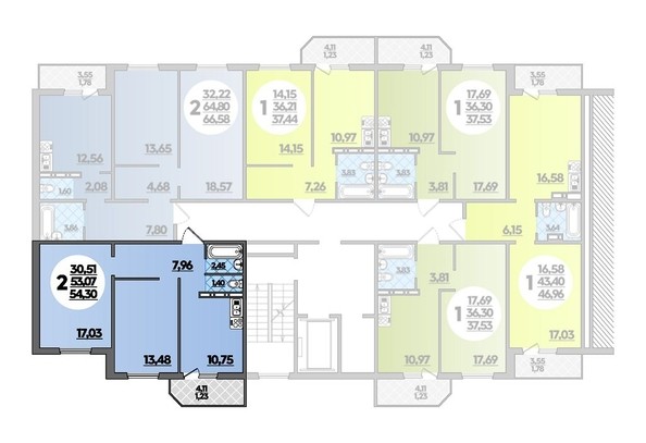 
   Продам 2-комнатную, 54.3 м², Южная долина, литера 1

. Фото 1.