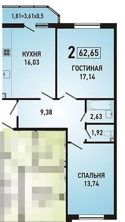 
   Продам 2-комнатную, 62 м², Героя Георгия Бочарникова ул, 8/2

. Фото 1.