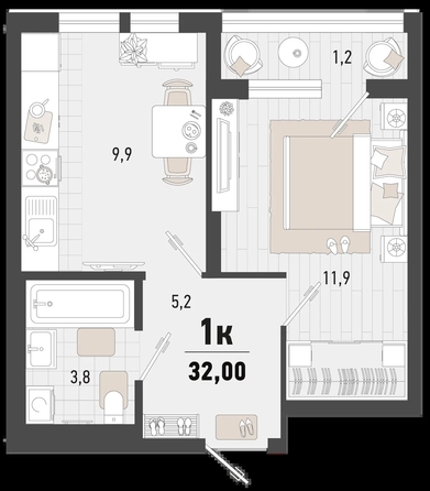 
   Продам 1-комнатную, 32 м², Барса, 4В литер

. Фото 7.