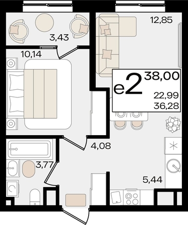 
   Продам 2-комнатную, 38 м², Патрики, литер 1.1

. Фото 4.