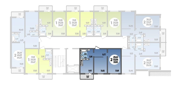 
   Продам 2-комнатную, 53.15 м², Романовский, литера 1

. Фото 1.