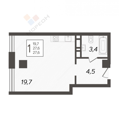 
   Продам 1-комнатную квартира, 27.16 м², Уральская ул, 75к6

. Фото 27.