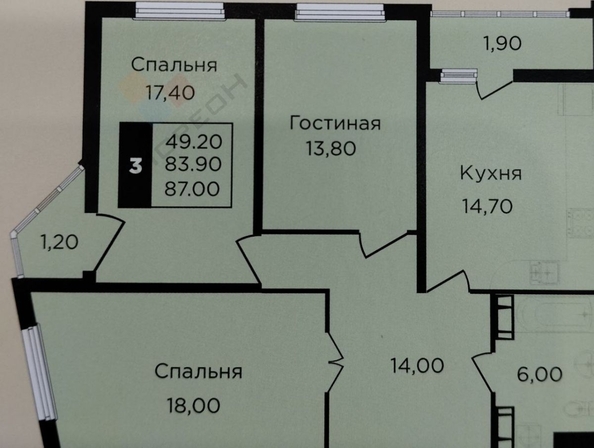 
   Продам 3-комнатную, 87 м², Мачуги В.Н. ул, 166лит2

. Фото 12.