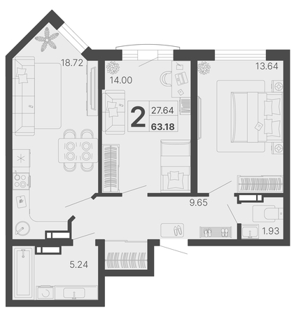 
   Продам 2-комнатную, 63.18 м², Светский лес, литер 4

. Фото 1.