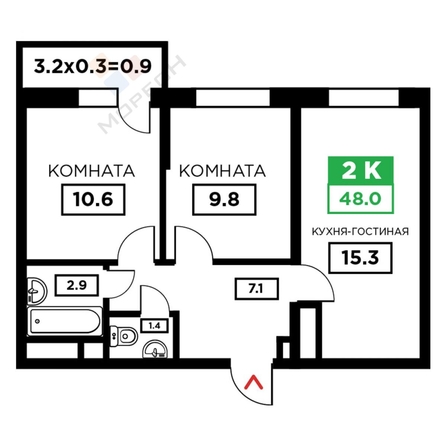 
   Продам 2-комнатную, 49 м², Домбайская ул, 55к5

. Фото 19.