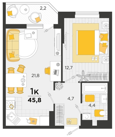 
   Продам 1-комнатную, 45.8 м², Мачуги В.Н. ул, 166Б к1

. Фото 4.