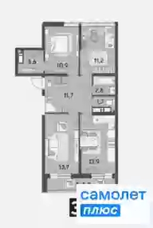 
   Продам 3-комнатную, 75.3 м², Марины Цветаевой ул, 7 к2

. Фото 5.